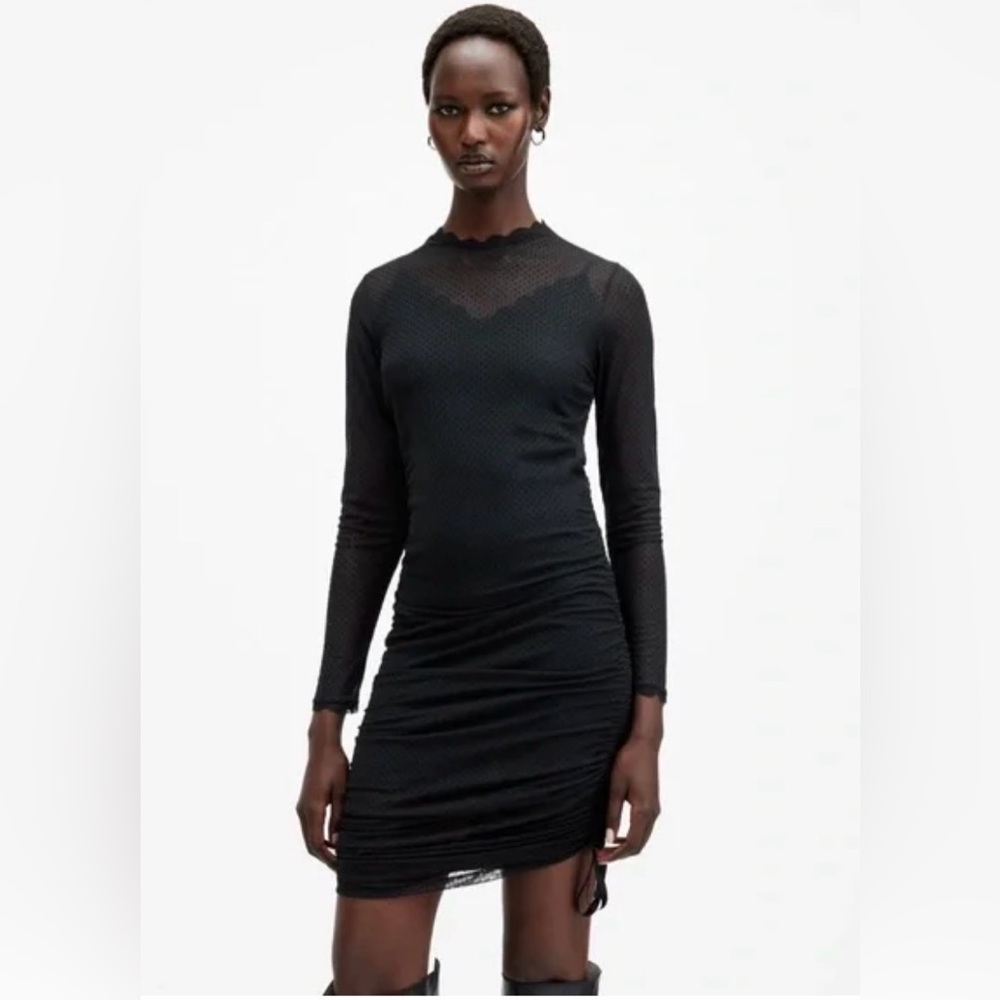 All Saints Adara Polka Dot Tulle Mini Dress sz 8 (missing slit dress)